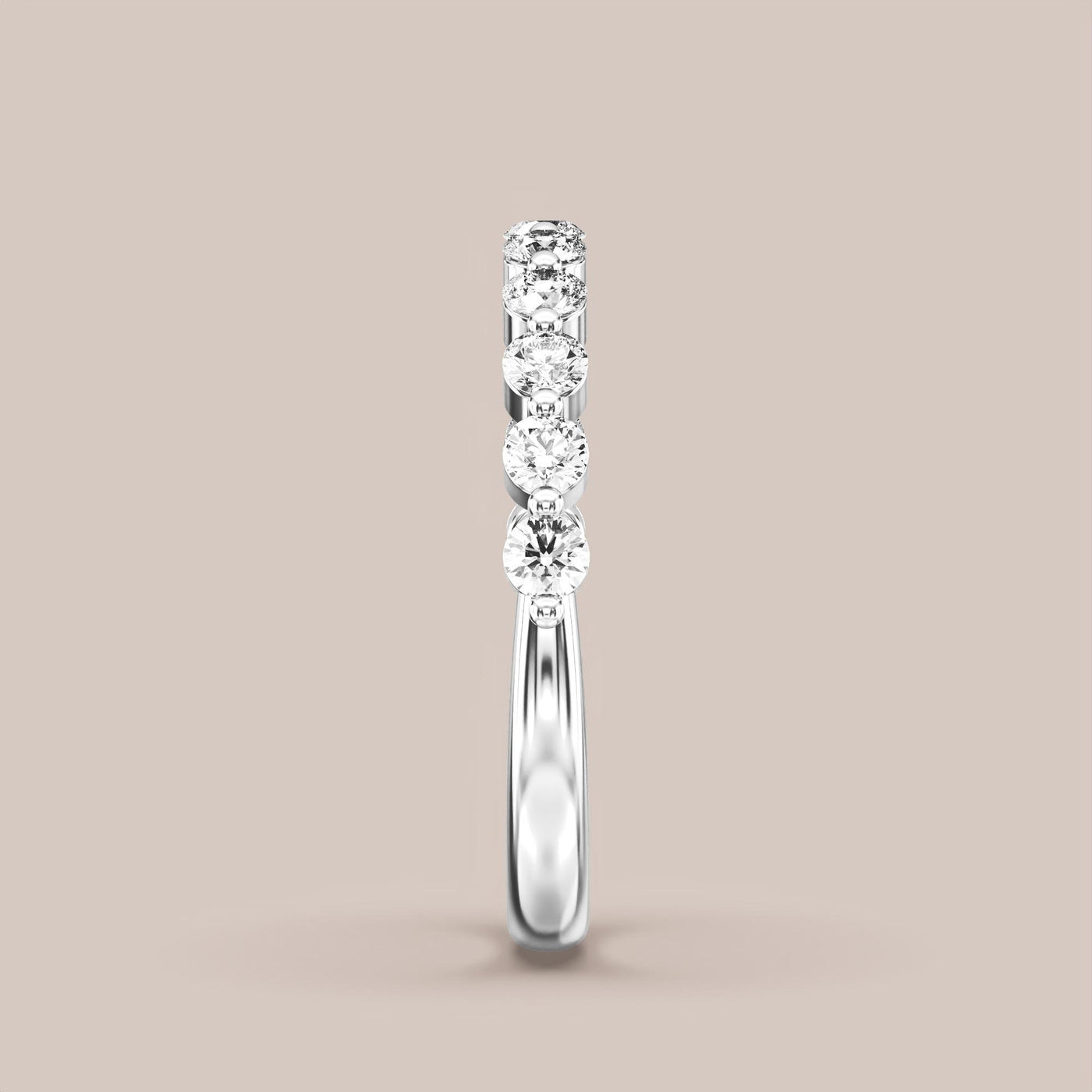 Single Prong Shared Diamond Band Half Eternity
