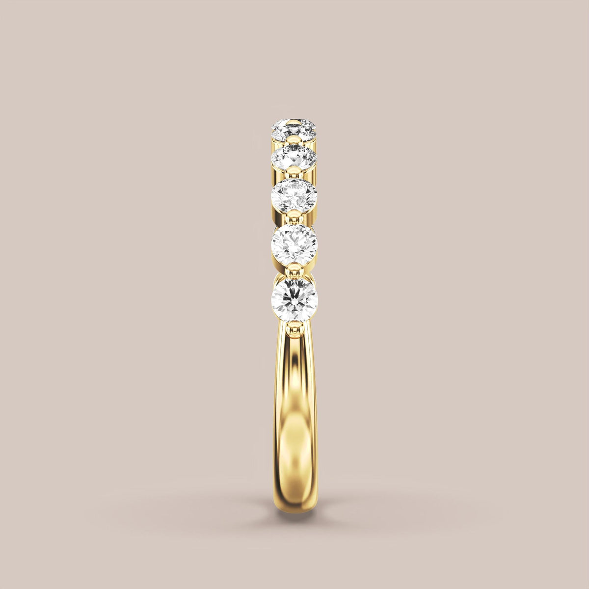 Single Prong Shared Diamond Band Half Eternity