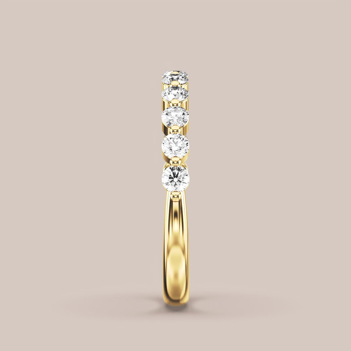 Single Prong Shared Diamond Band Half Eternity