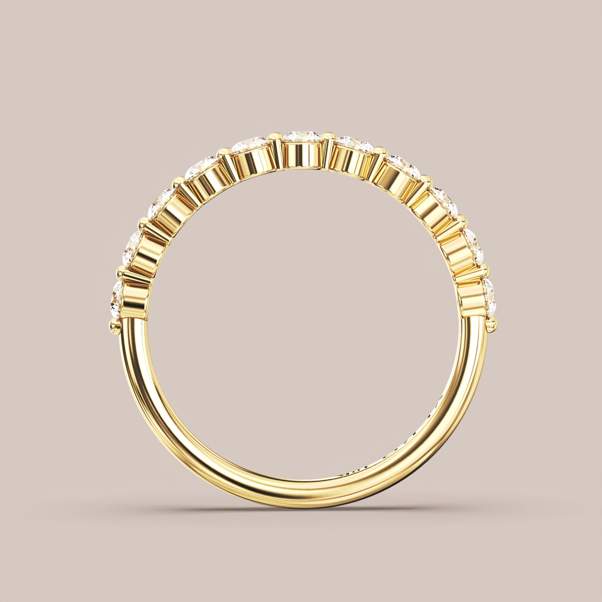 Single Prong Shared Diamond Band Half Eternity