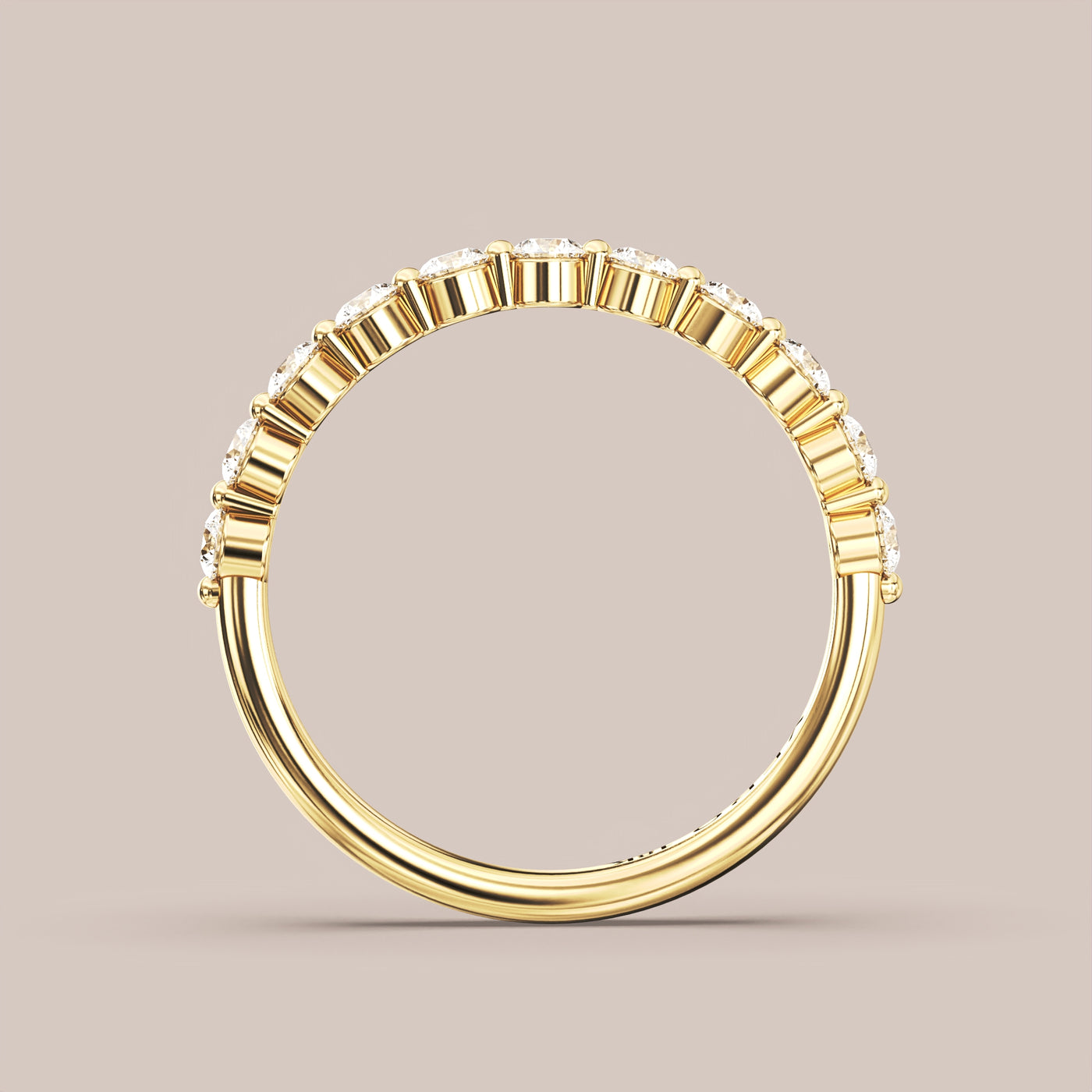 Single Prong Shared Diamond Band Half Eternity