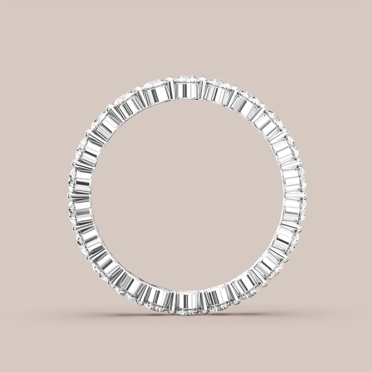 Single Prong Shared Diamond Band Full Eternity