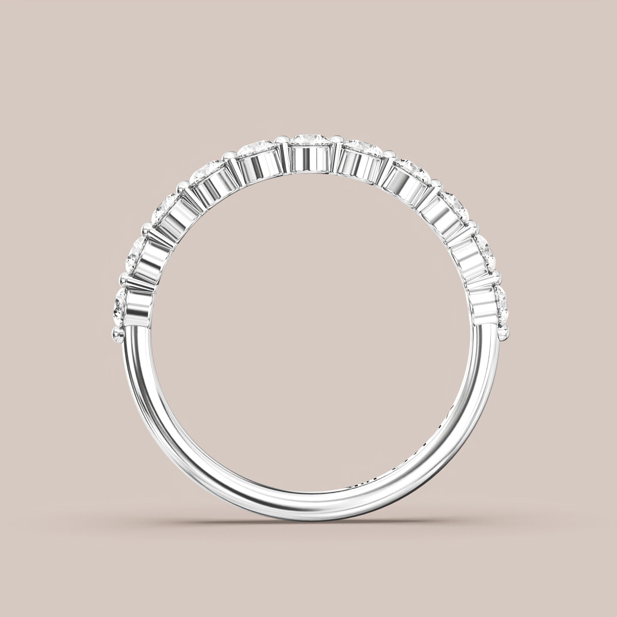 Single Prong Shared Diamond Band Half Eternity
