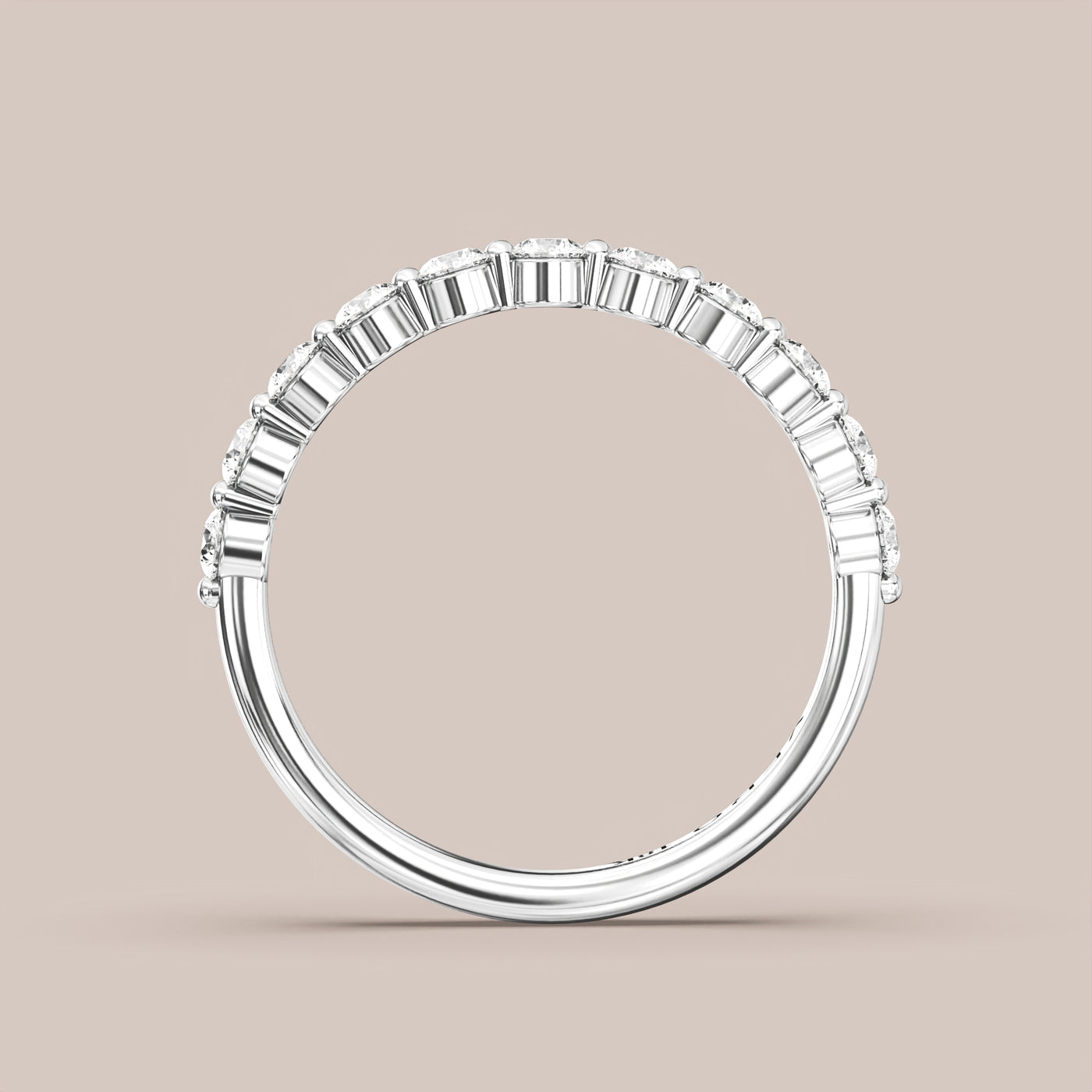Single Prong Shared Diamond Band Half Eternity