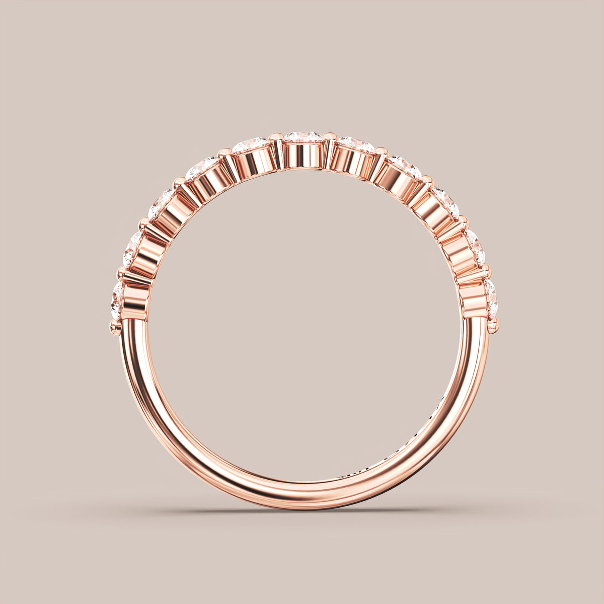 Single Prong Shared Diamond Band Half Eternity