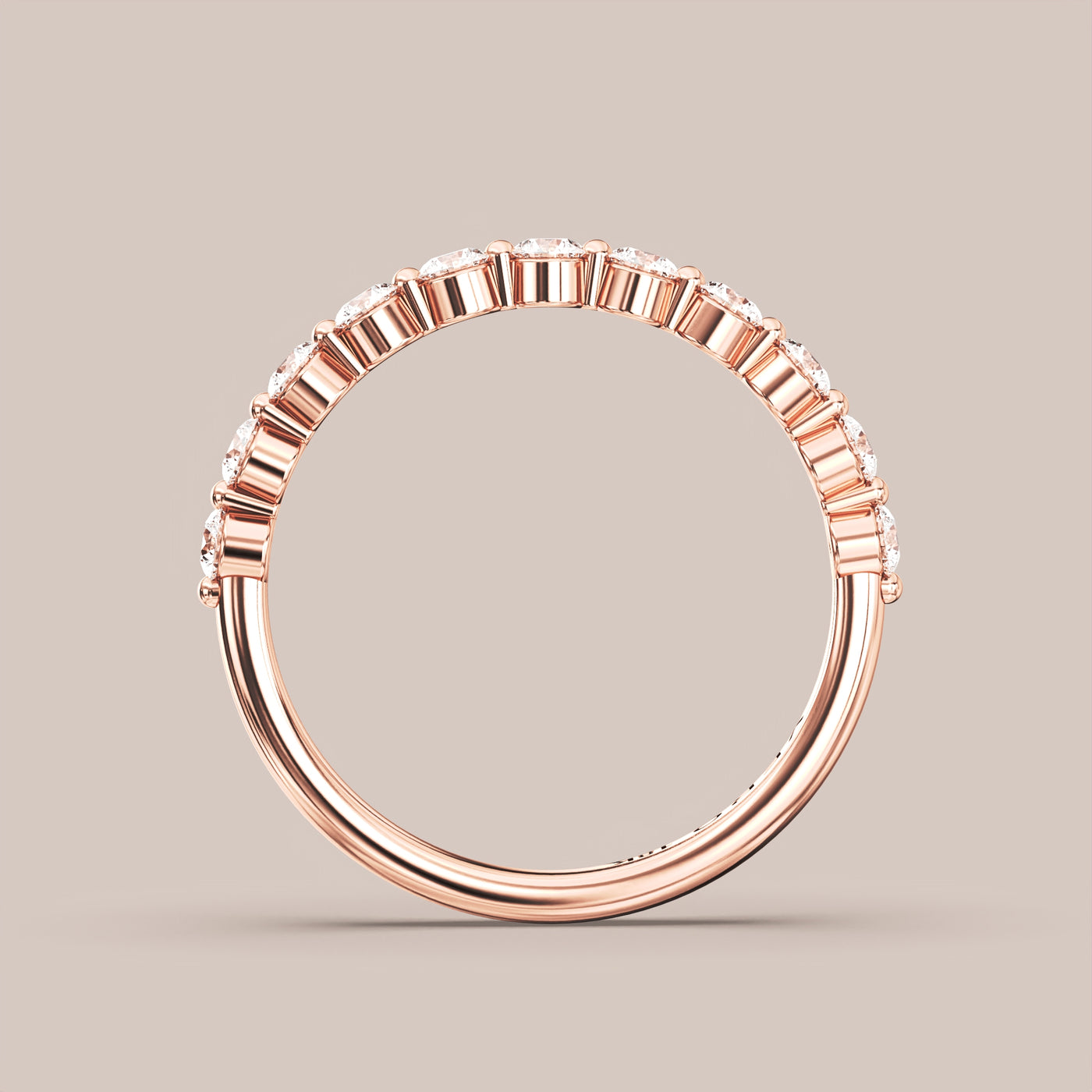 Single Prong Shared Diamond Band Half Eternity