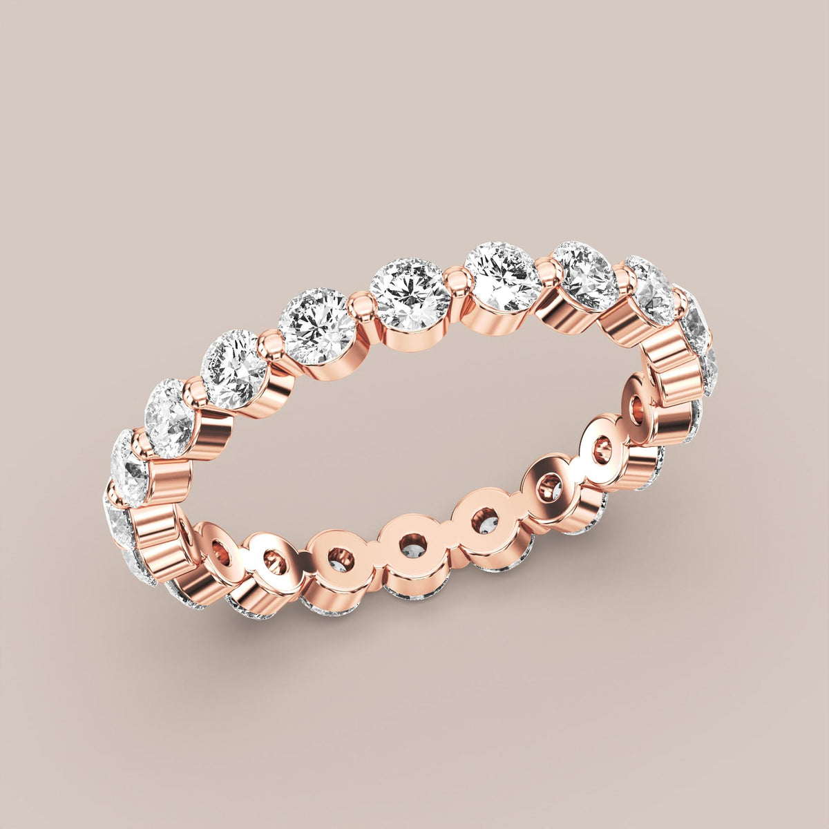 Single Prong Shared Diamond Band Full Eternity