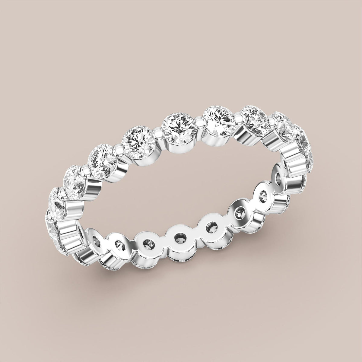 Single Prong Shared Diamond Band Full Eternity