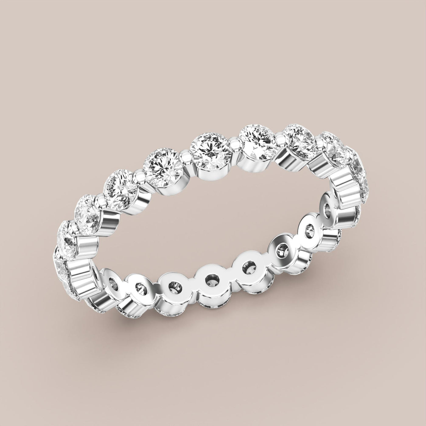 Single Prong Shared Diamond Band Full Eternity