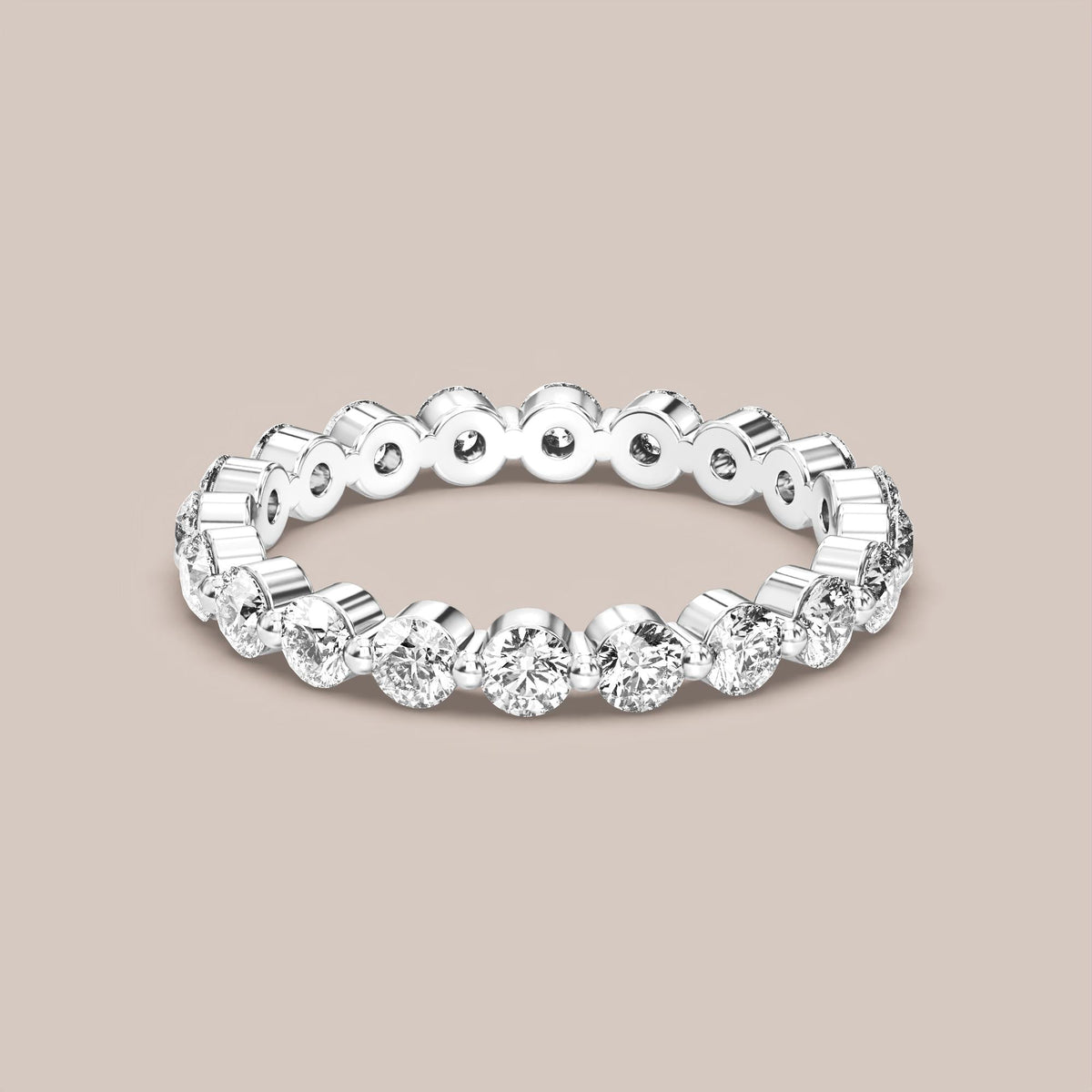Single Prong Shared Diamond Band Full Eternity