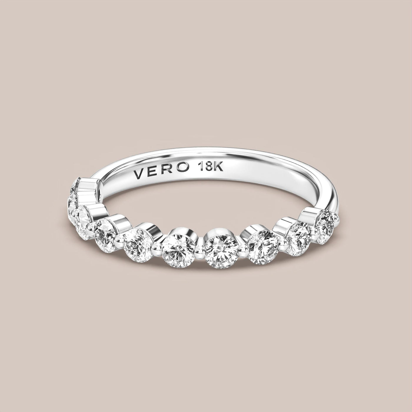 Single Prong Shared Diamond Band Half Eternity