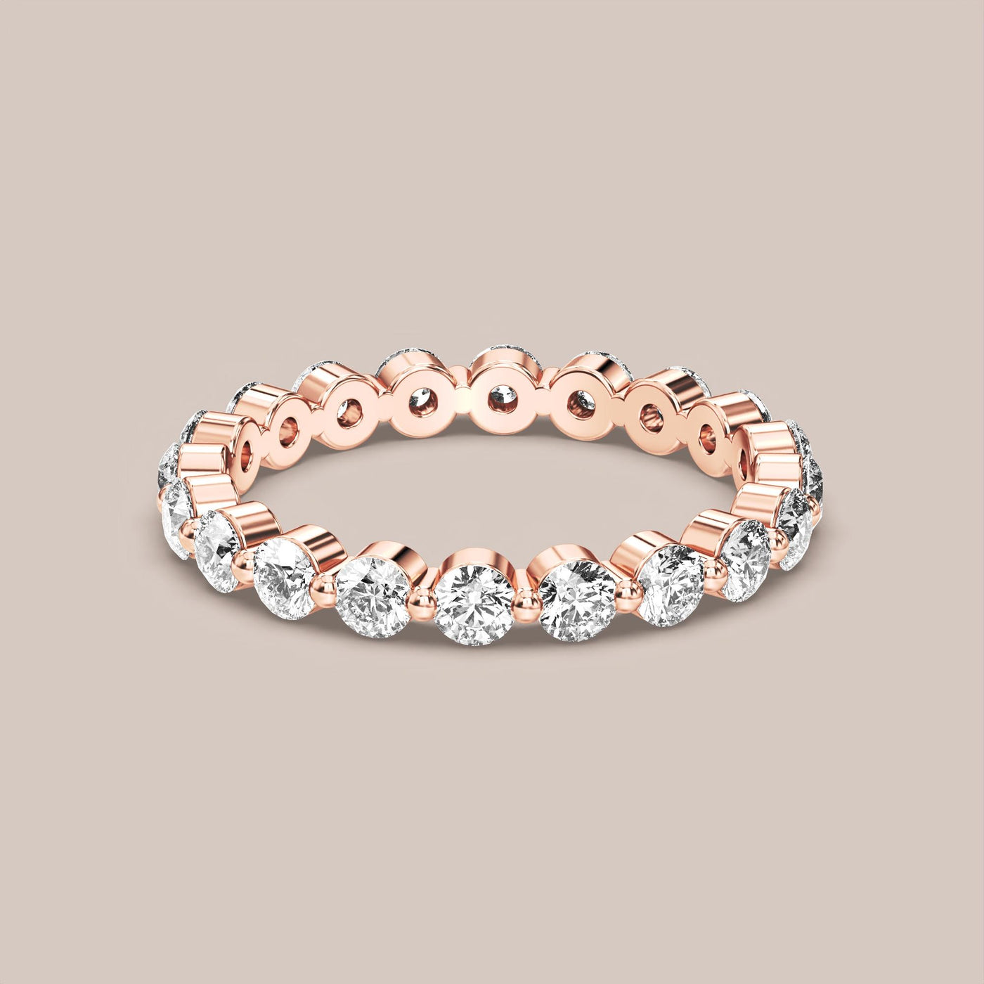 Single Prong Shared Diamond Band Full Eternity