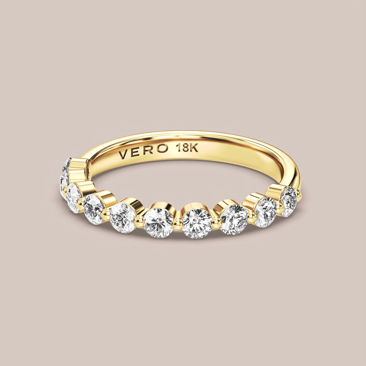 Single Prong Shared Diamond Band Half Eternity