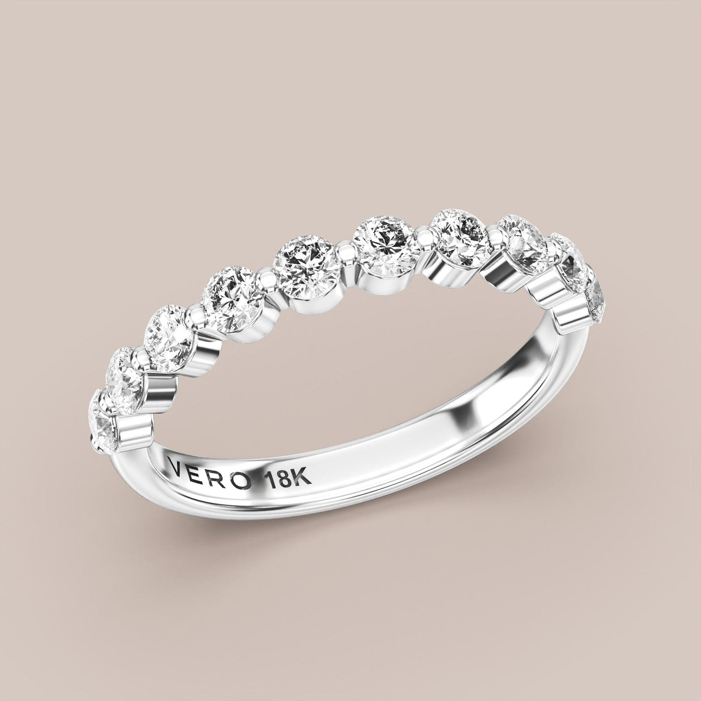 Single Prong Shared Diamond Band Half Eternity