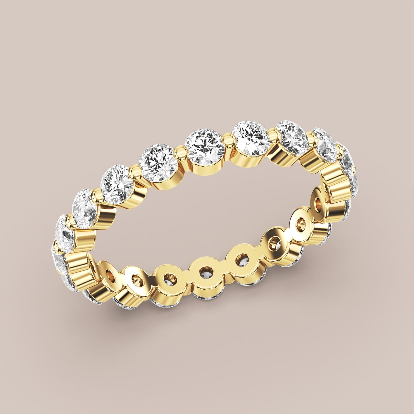 Single Prong Shared Diamond Band Full Eternity