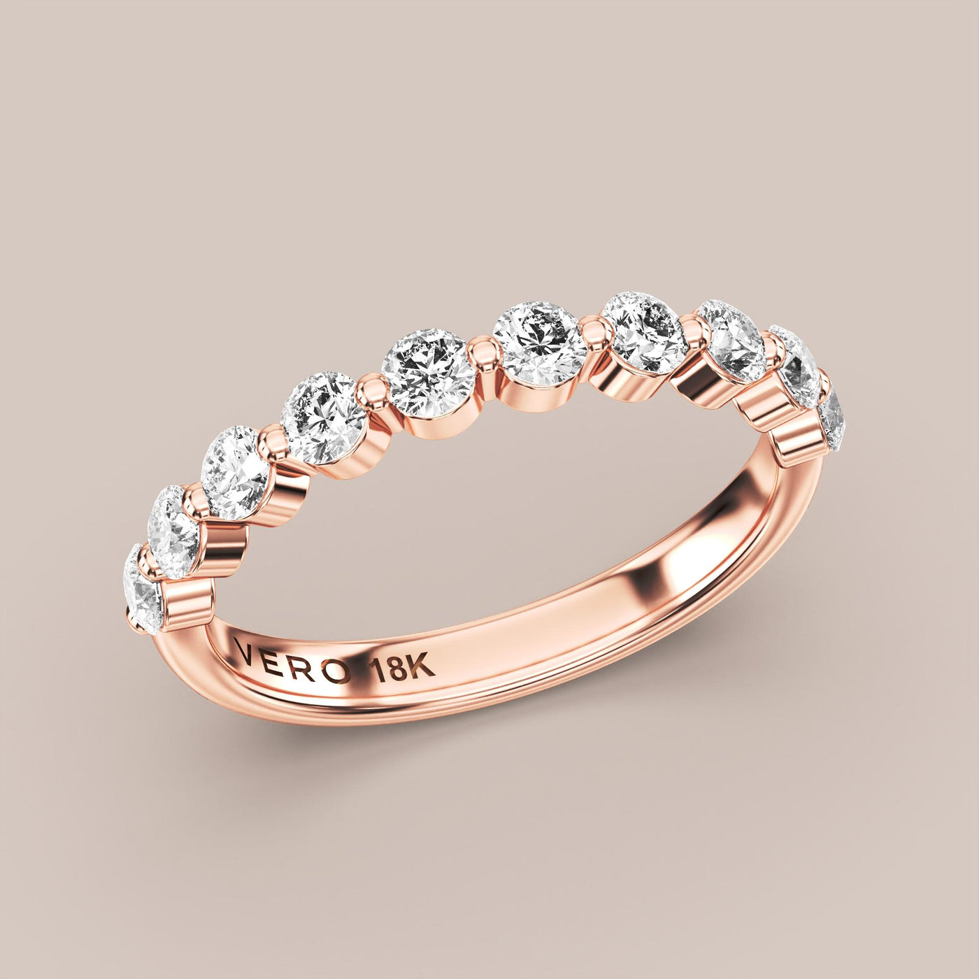 Single Prong Shared Diamond Band Half Eternity