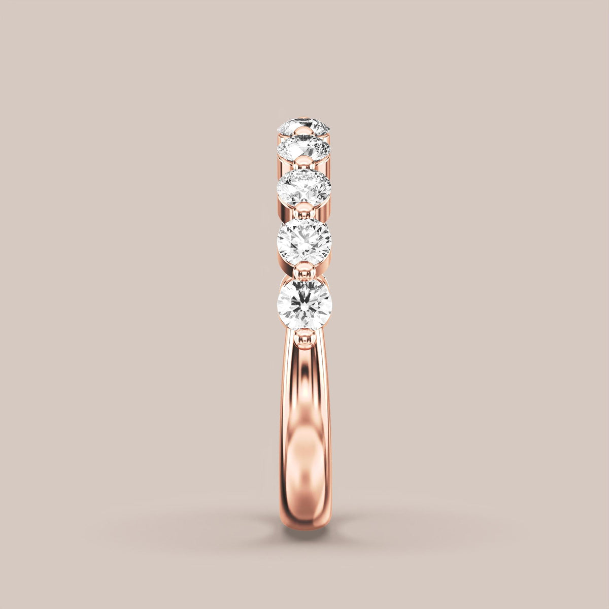 Single Prong Shared Diamond Band Half Eternity