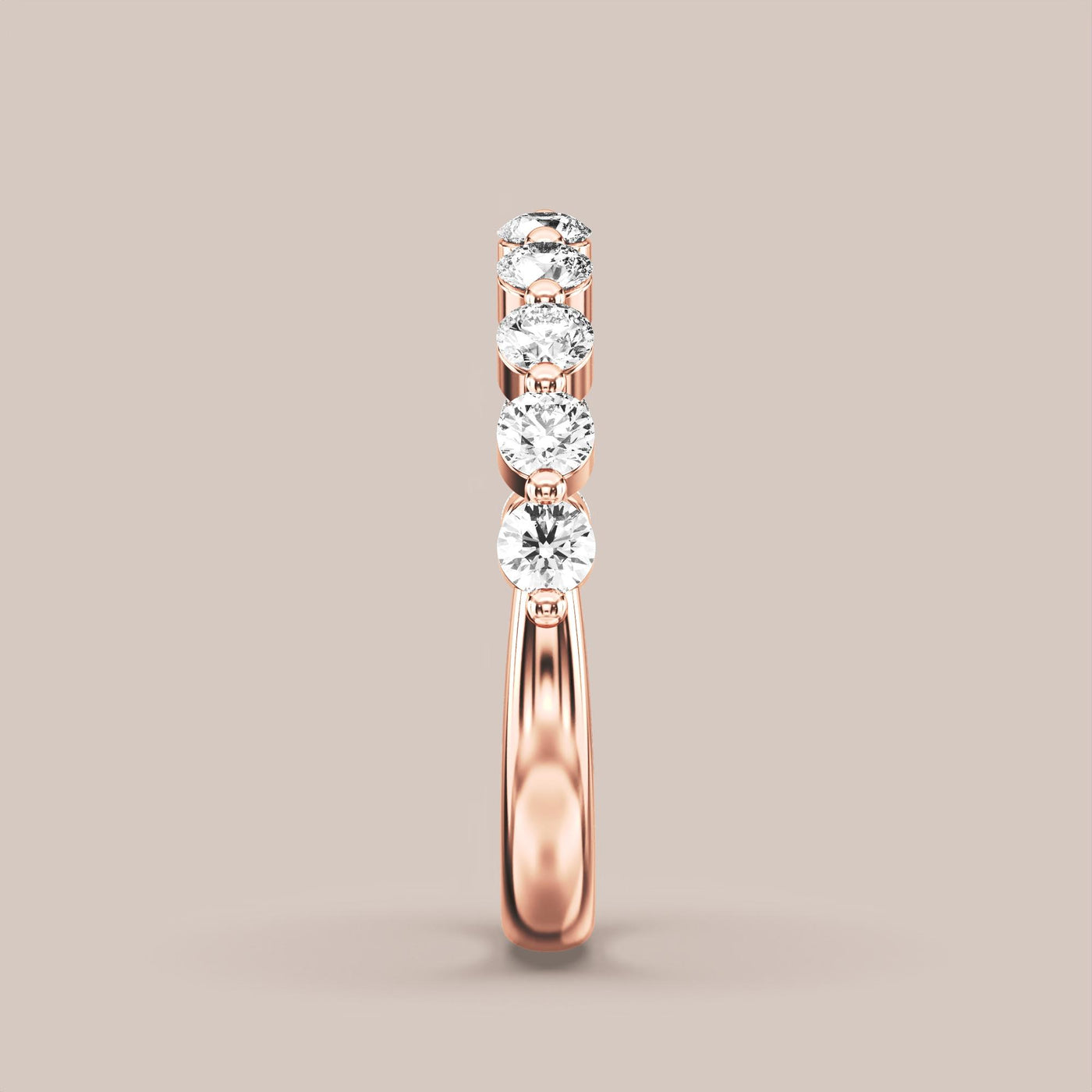 Single Prong Shared Diamond Band Half Eternity