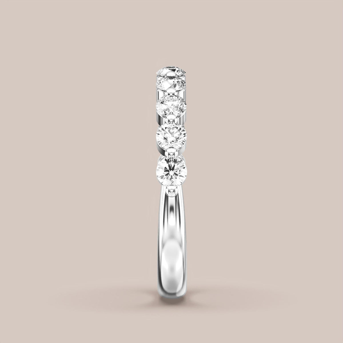 Single Prong Shared Diamond Band Half Eternity