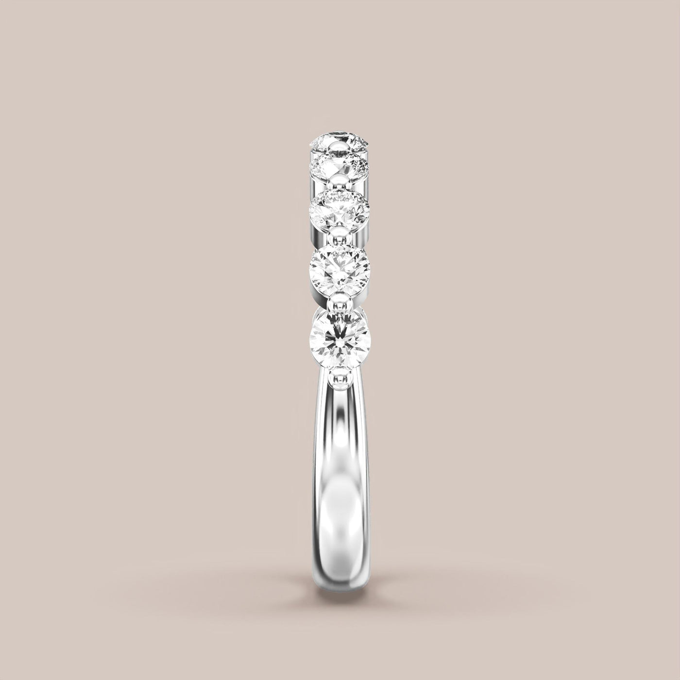 Single Prong Shared Diamond Band Half Eternity