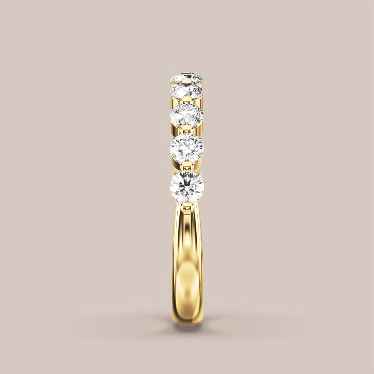 Single Prong Shared Diamond Band Half Eternity
