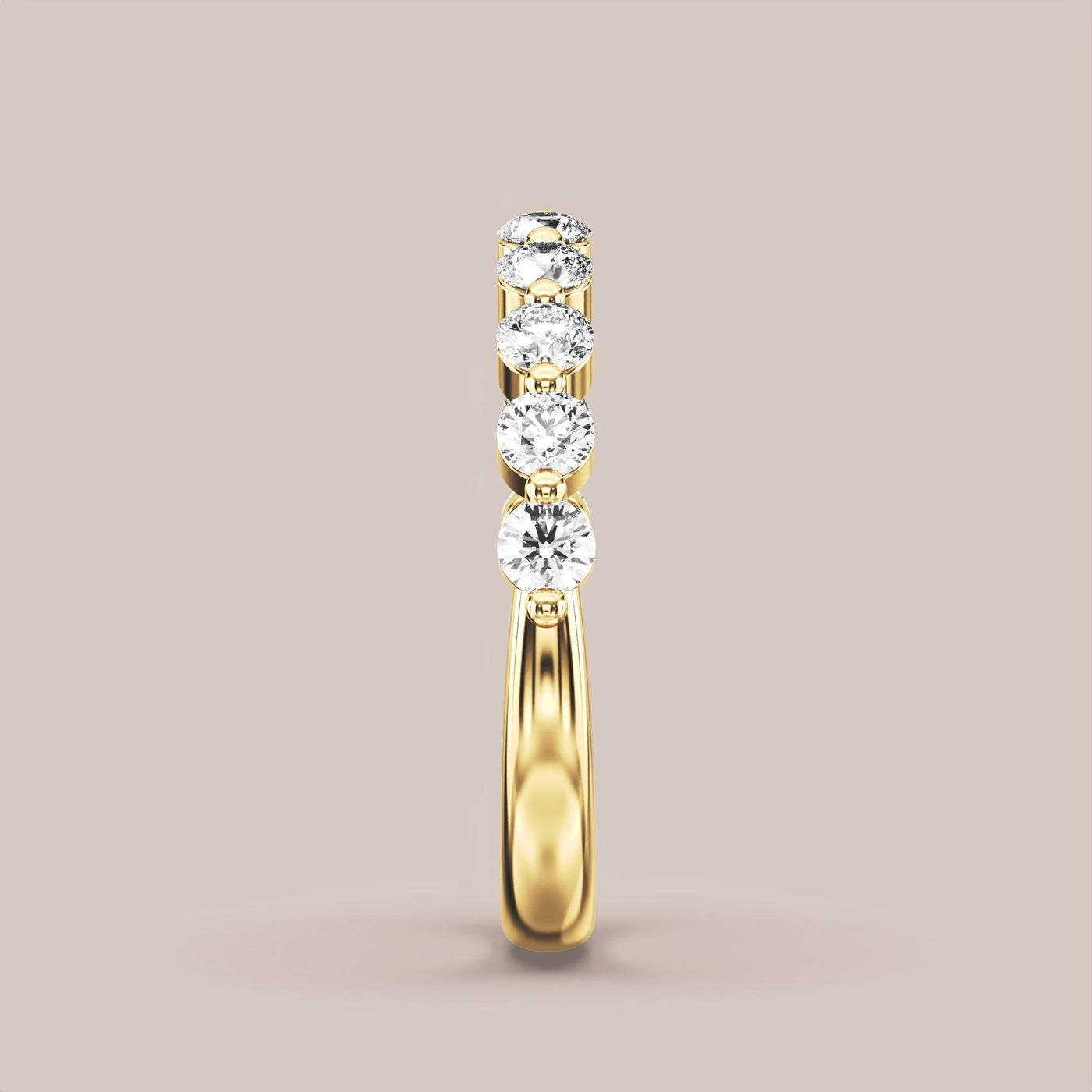 Single Prong Shared Diamond Band Half Eternity
