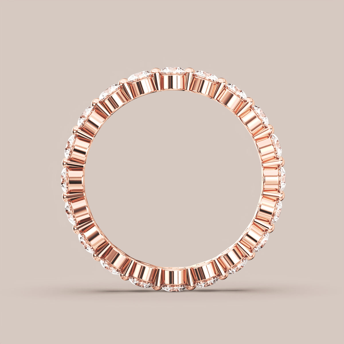 Single Prong Shared Diamond Band Full Eternity