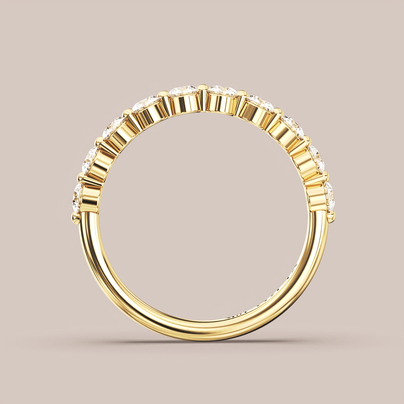 Single Prong Shared Diamond Band Half Eternity