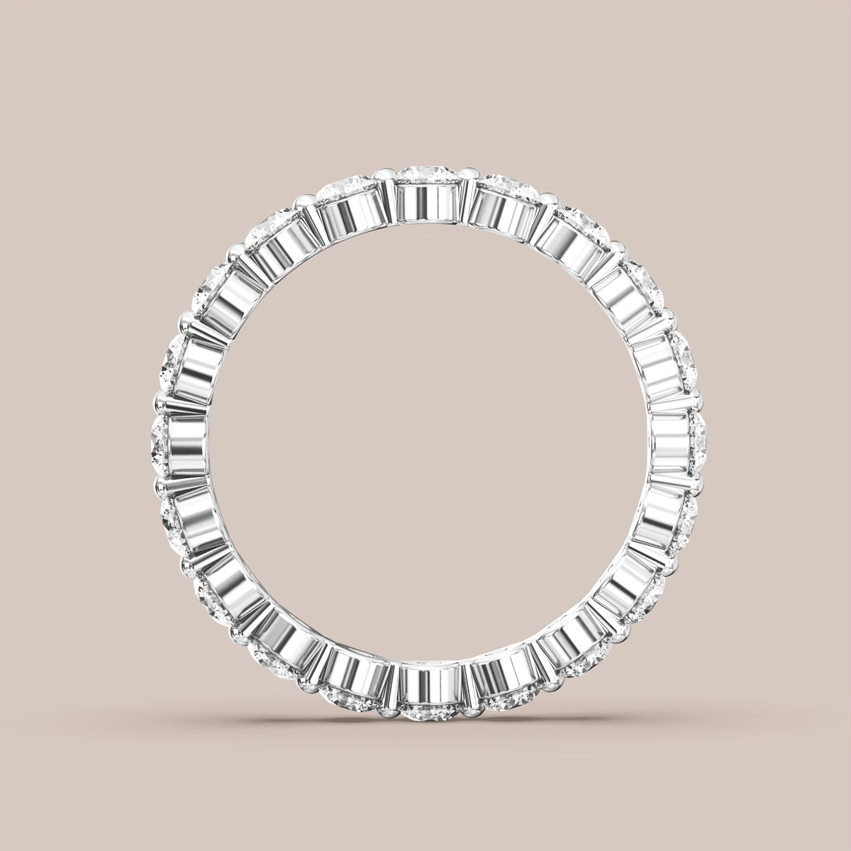 Single Prong Shared Diamond Band Full Eternity
