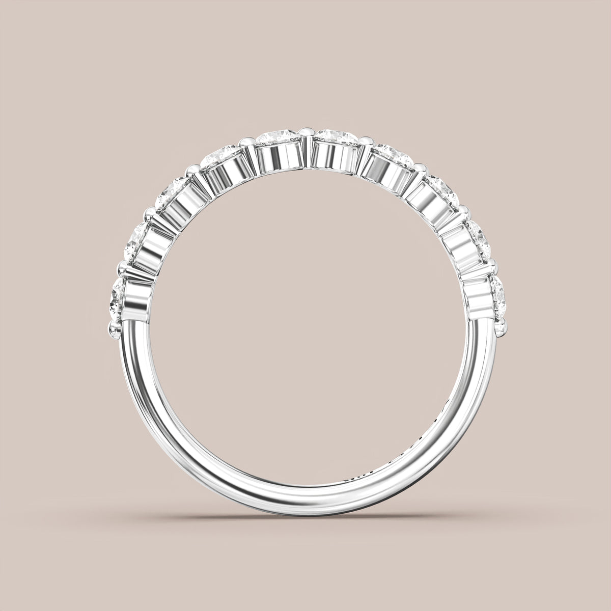 Single Prong Shared Diamond Band Half Eternity