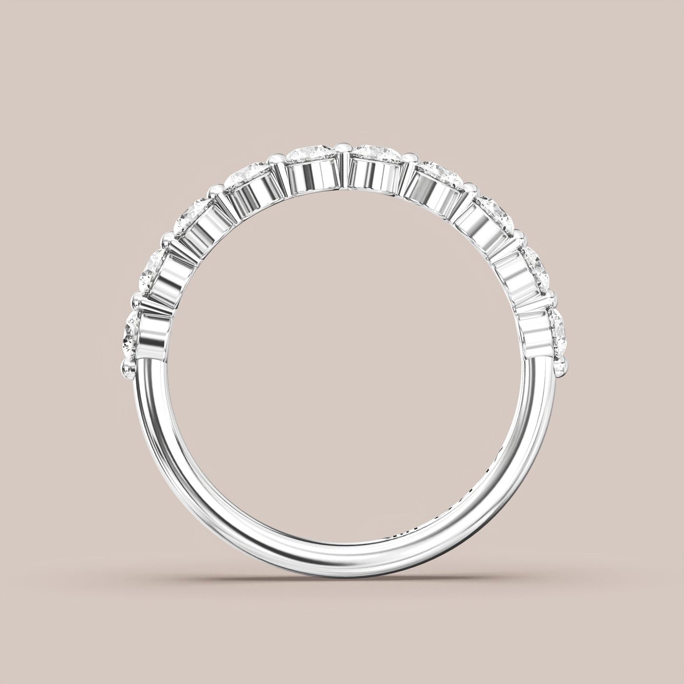 Single Prong Shared Diamond Band Half Eternity