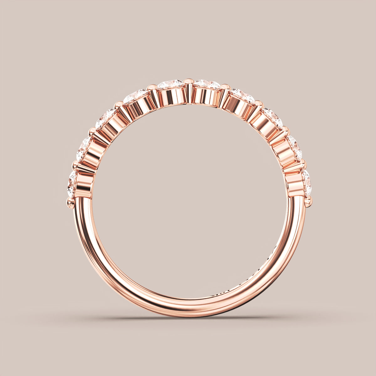 Single Prong Shared Diamond Band Half Eternity