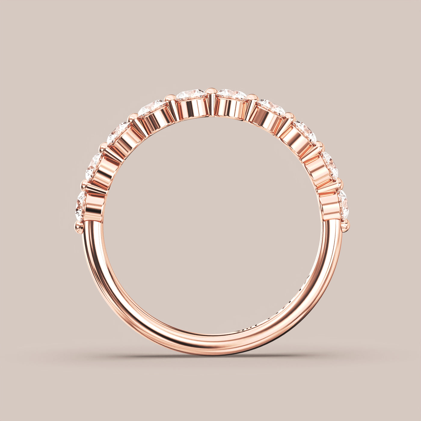 Single Prong Shared Diamond Band Half Eternity