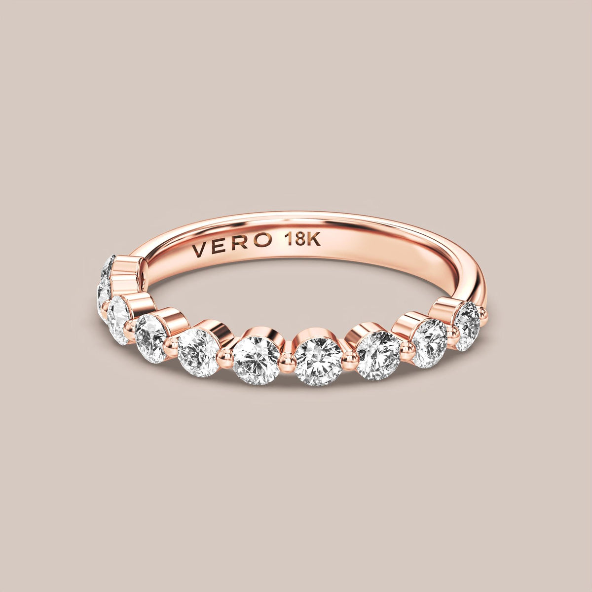 Single Prong Shared Diamond Band Half Eternity