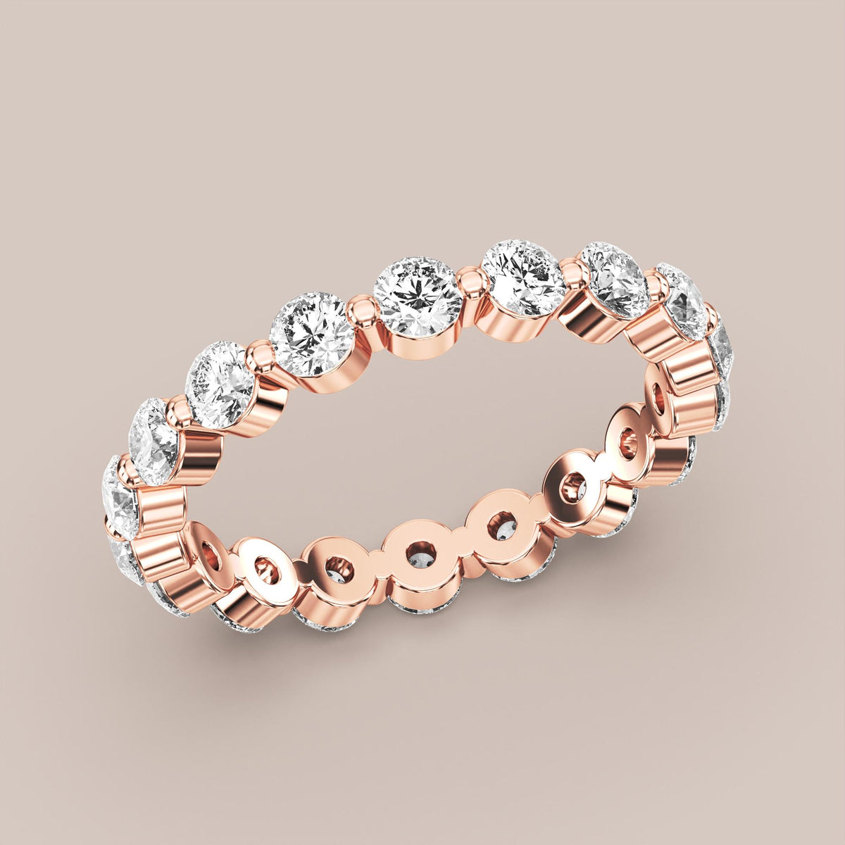 Single Prong Shared Diamond Band Full Eternity