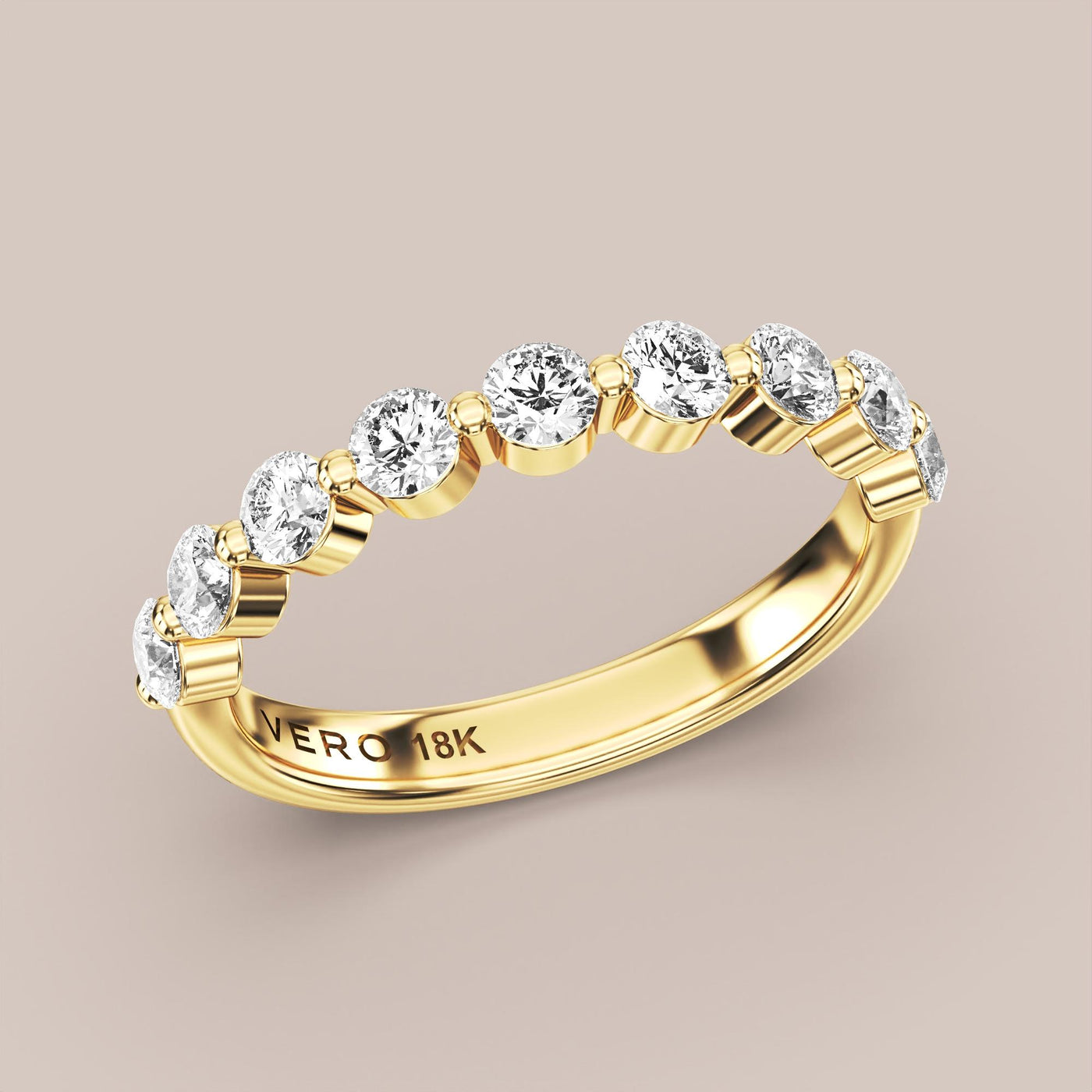 Single Prong Shared Diamond Band Half Eternity