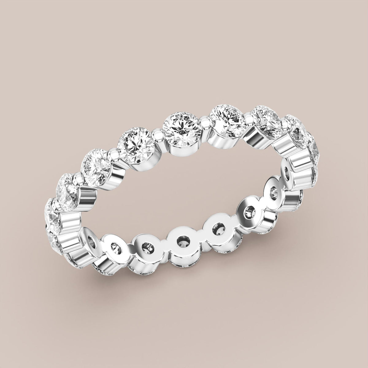 Single Prong Shared Diamond Band Full Eternity