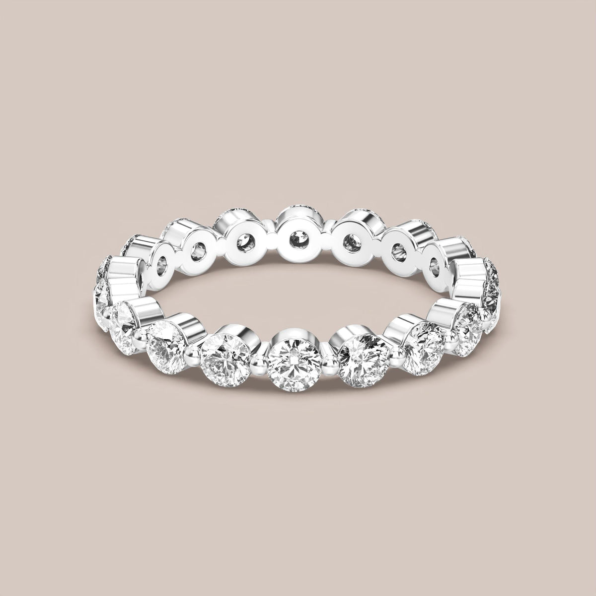 Single Prong Shared Diamond Band Full Eternity