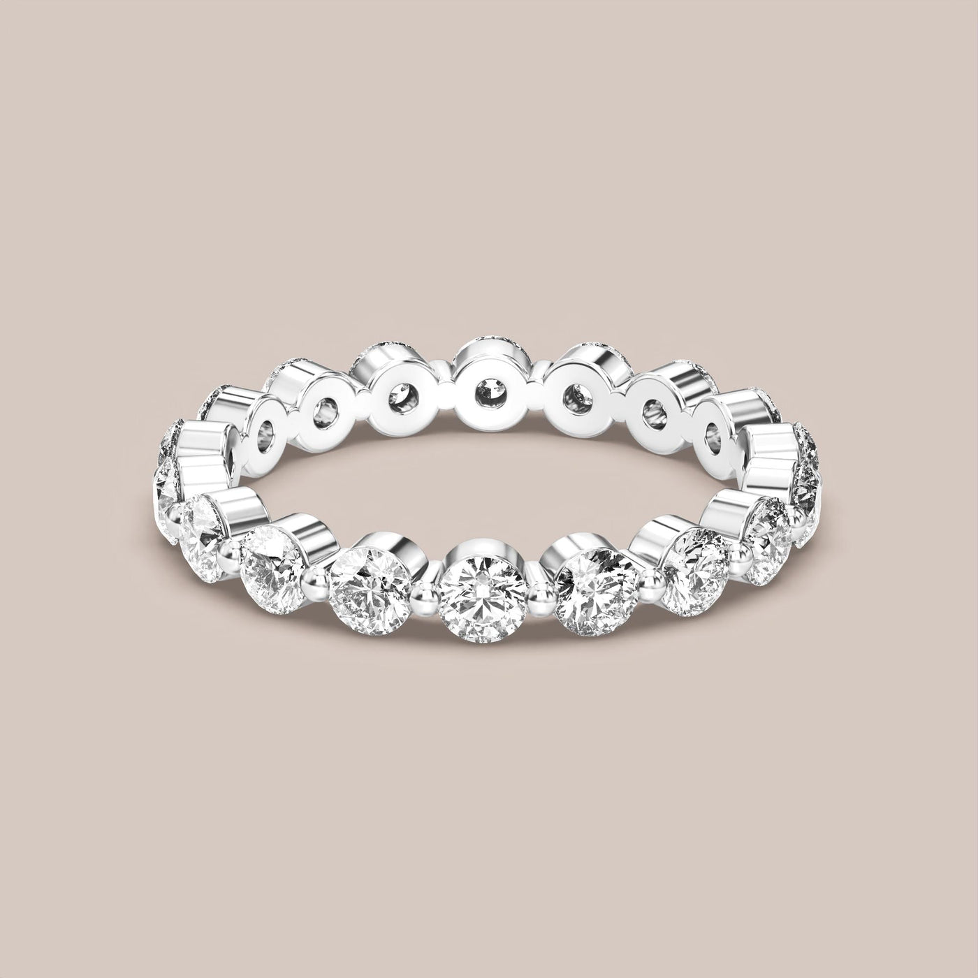 Single Prong Shared Diamond Band Full Eternity