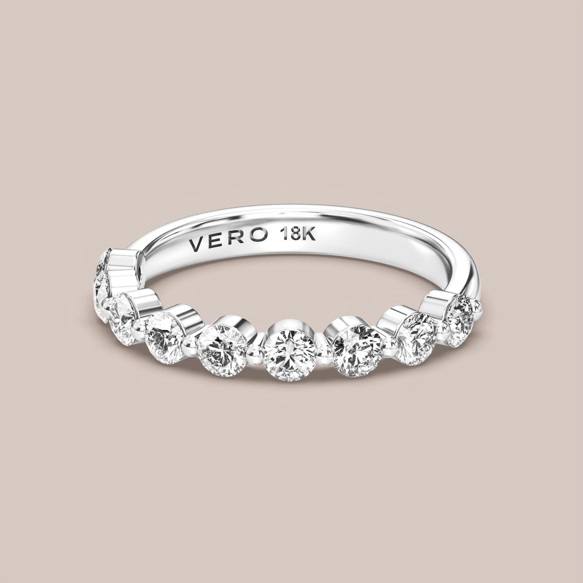 Single Prong Shared Diamond Band Half Eternity