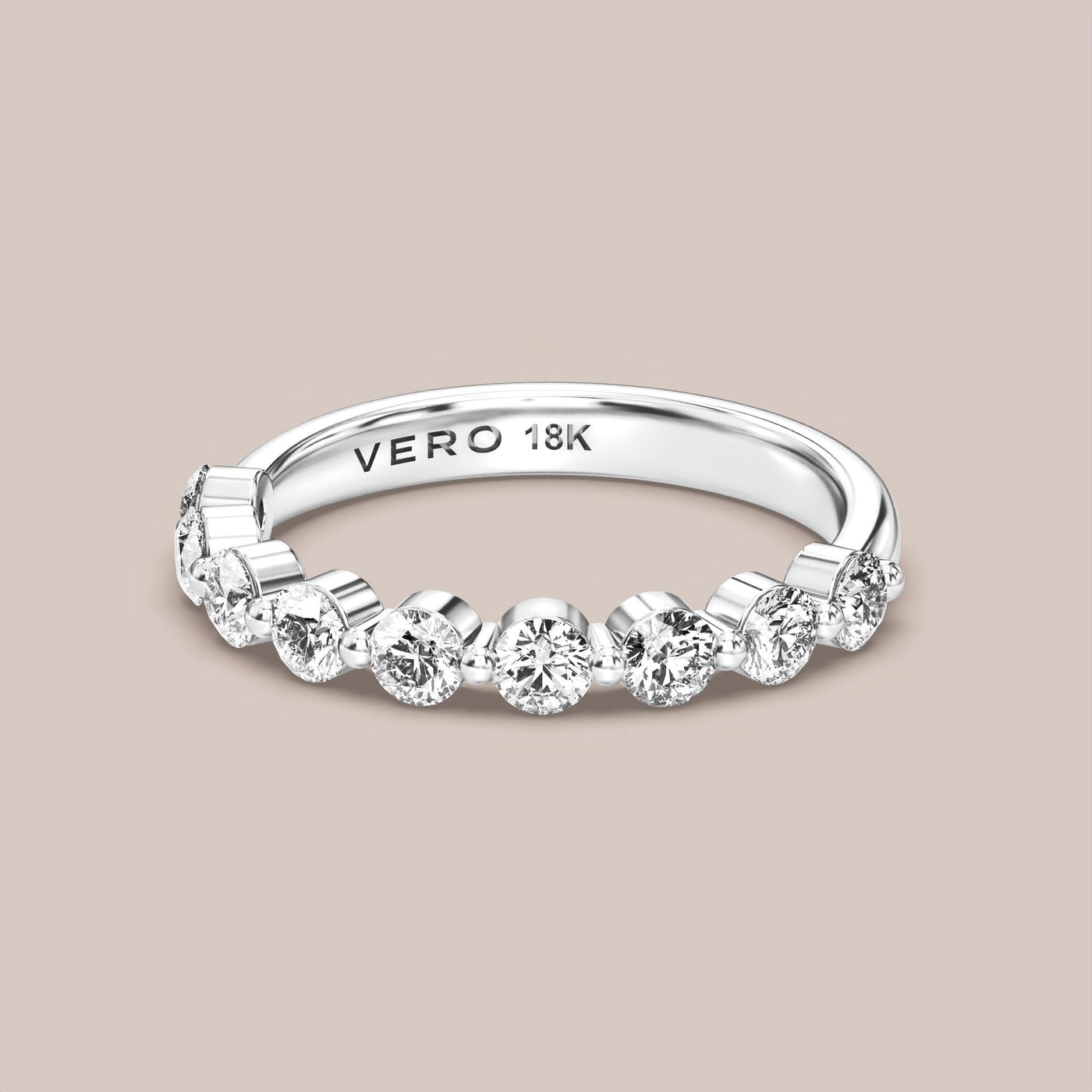 Single Prong Shared Diamond Band Half Eternity