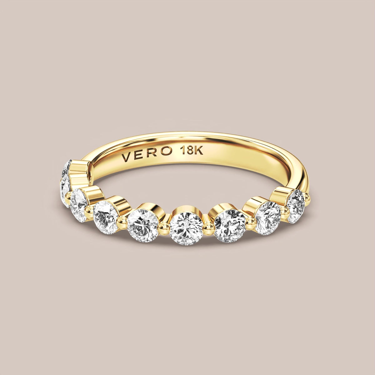 Single Prong Shared Diamond Band Half Eternity