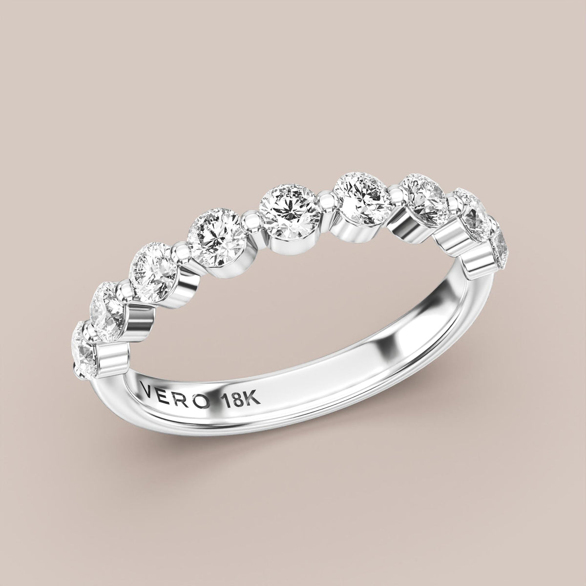 Single Prong Shared Diamond Band Half Eternity