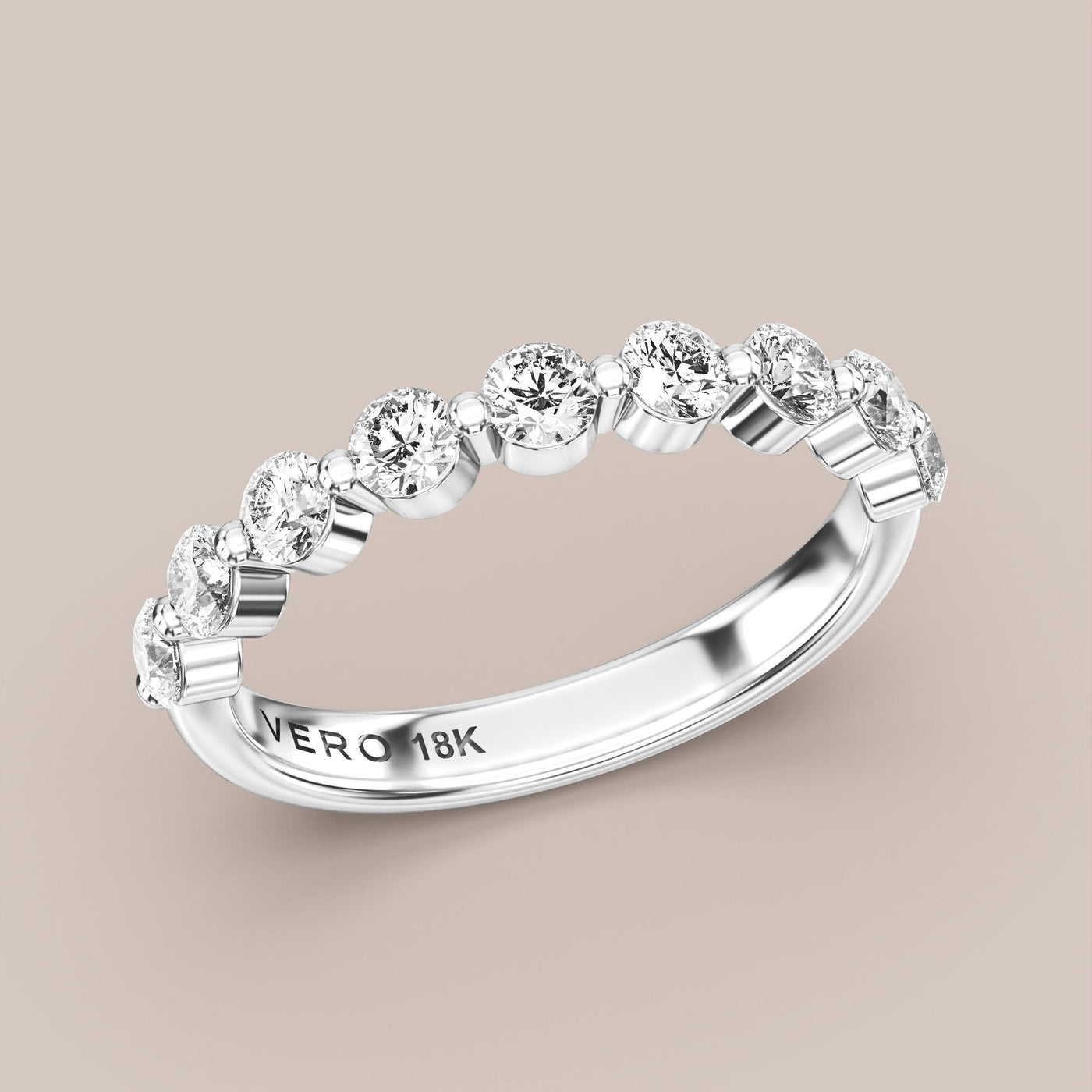 Single Prong Shared Diamond Band Half Eternity