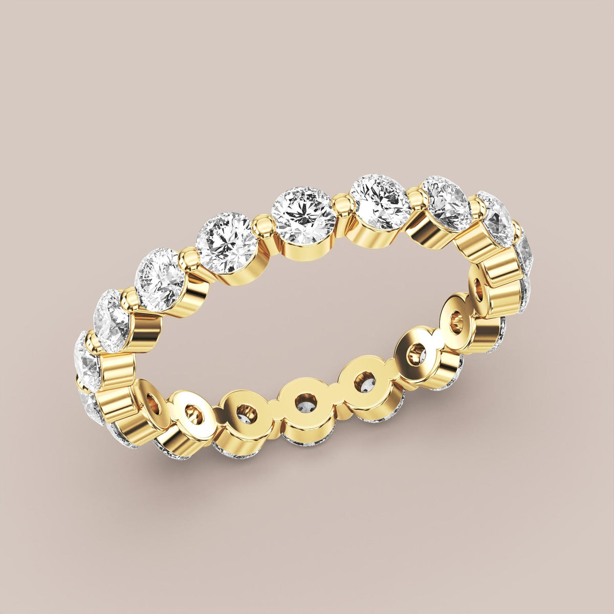 Single Prong Shared Diamond Band Full Eternity