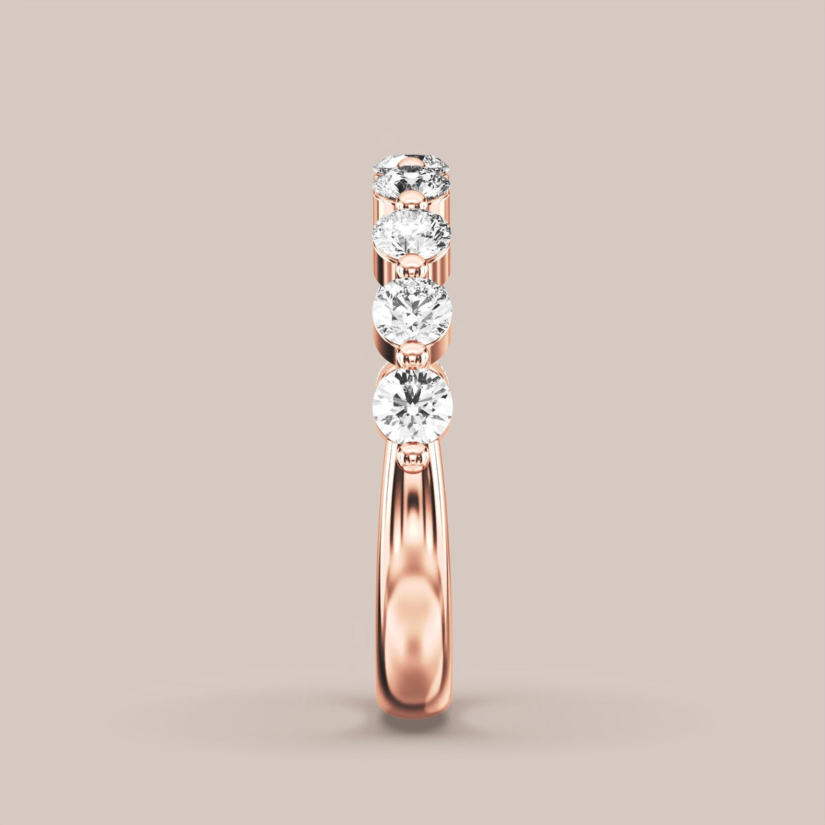 Single Prong Shared Diamond Band Half Eternity