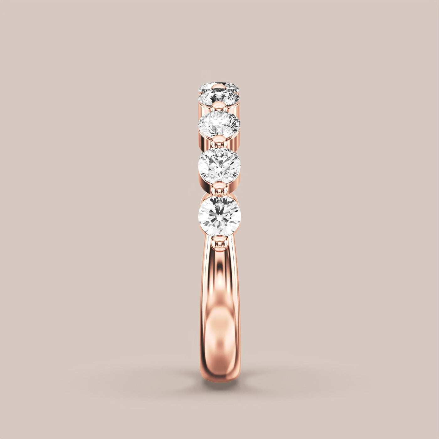 Single Prong Shared Diamond Band Half Eternity
