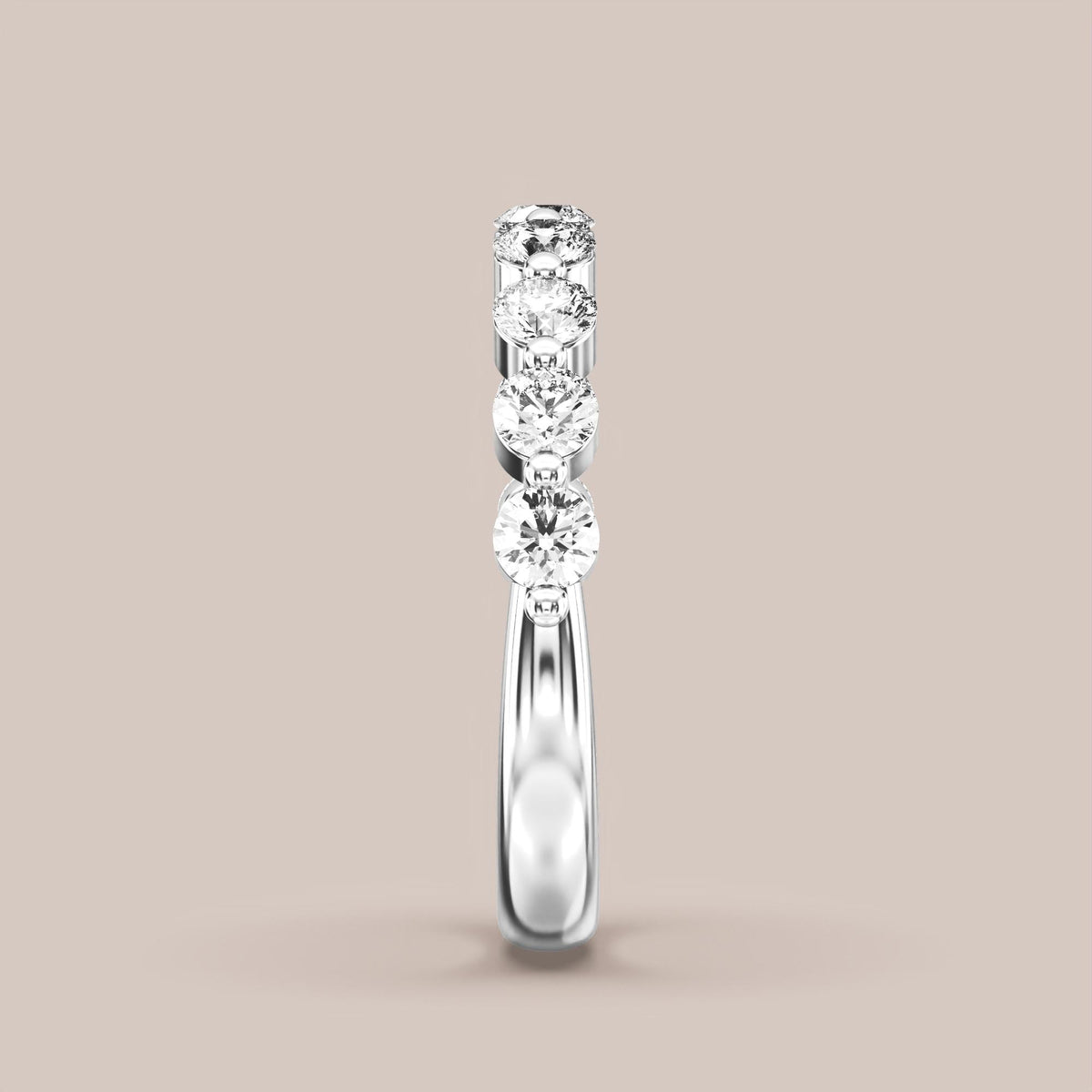Single Prong Shared Diamond Band Half Eternity