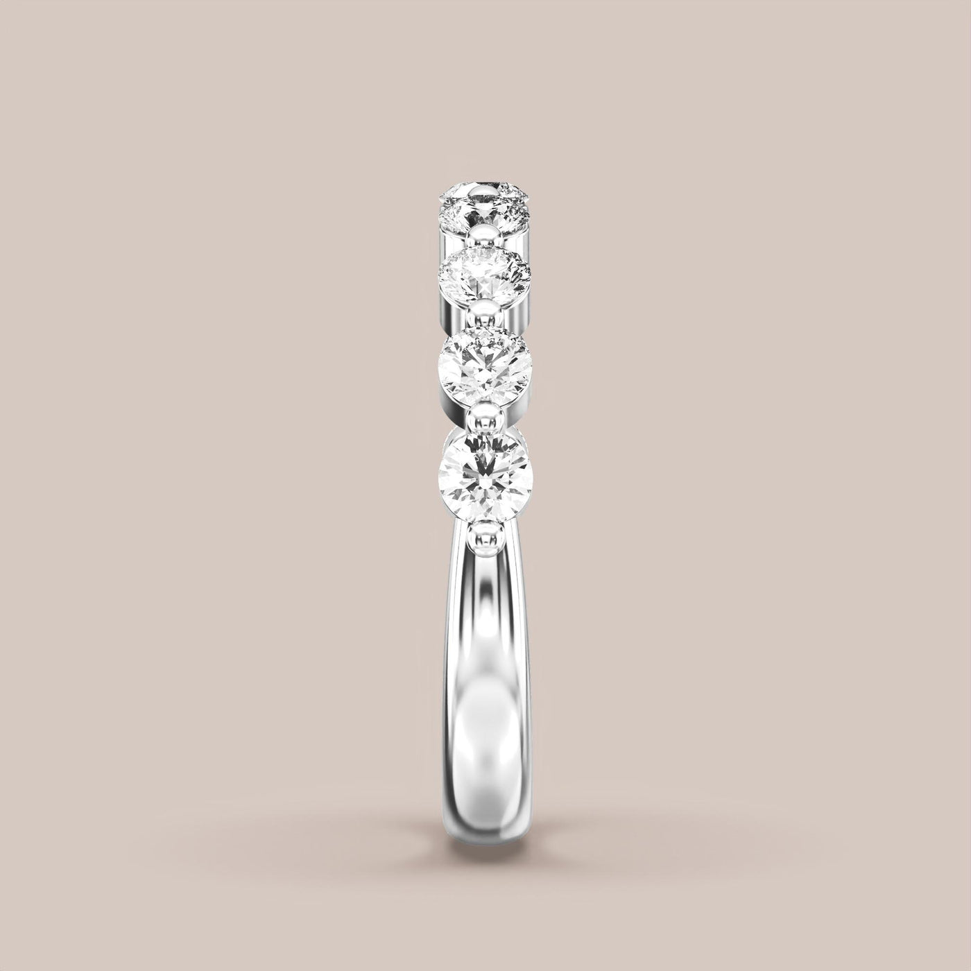 Single Prong Shared Diamond Band Half Eternity