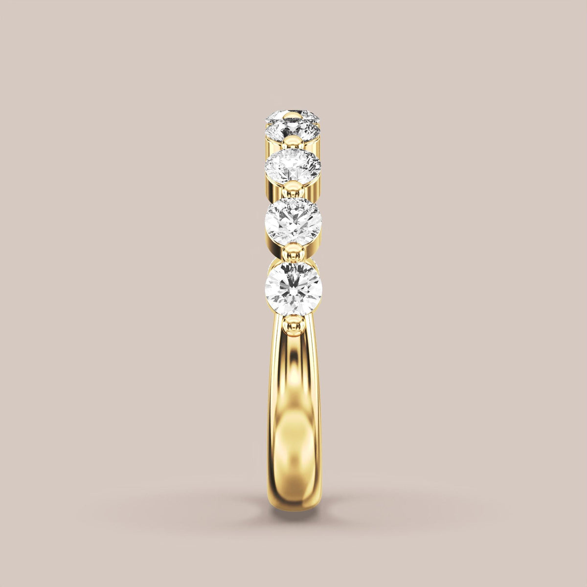 Single Prong Shared Diamond Band Half Eternity